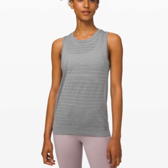 lululemon athletica Tops - NWOT Lululemon Breeze By Muscle Tank II *Squad Slate / White Size 4
